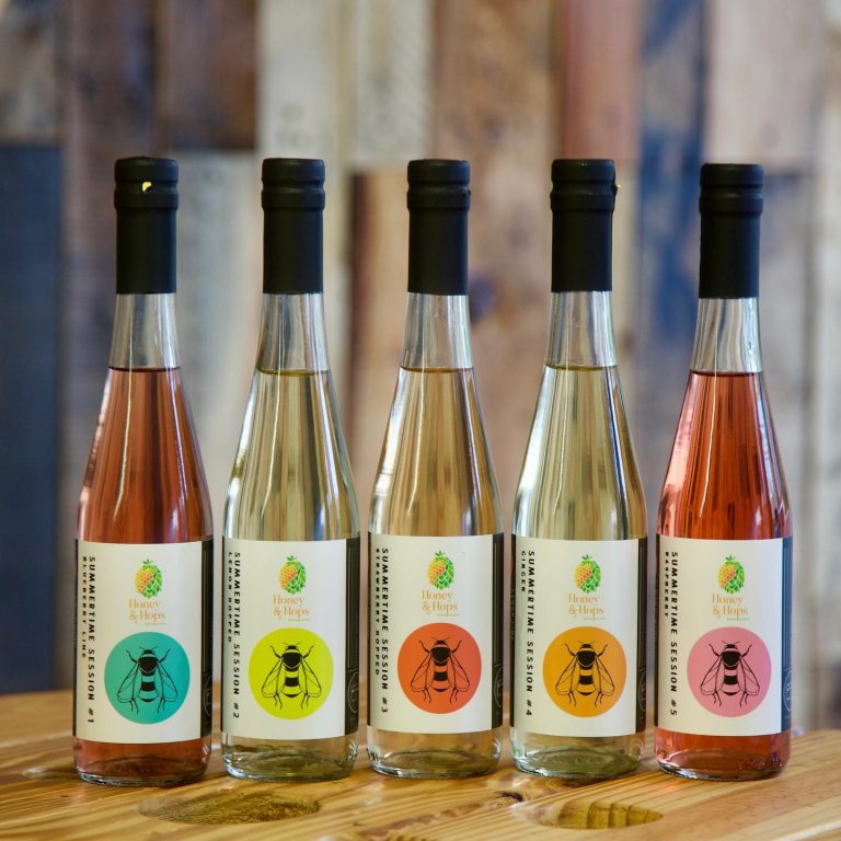 An image showing a collection of wines from Honey & Hops Brew Works.