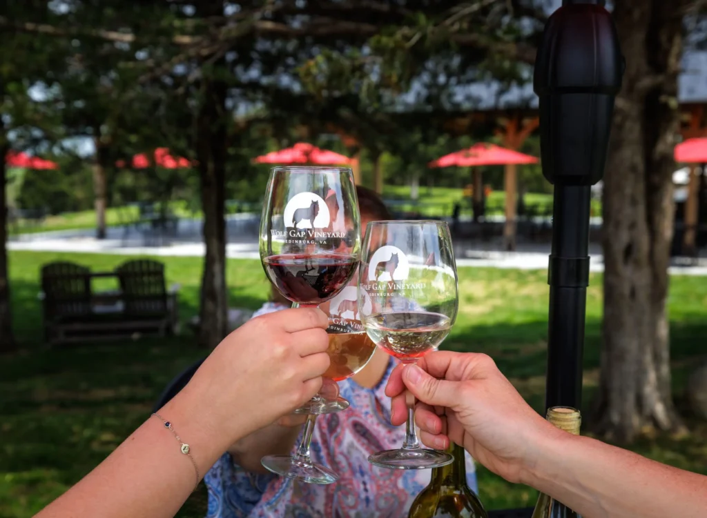 A wine toast at Wolf Gap Vineyard & Winery.